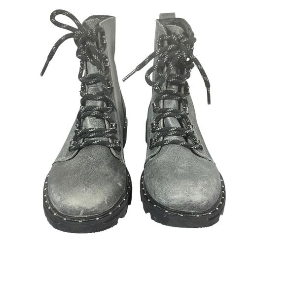 Sorel Lennox Waterproof Lace-Up Combat Boots Gray Leather Size 7.5 rugged hiking - Picture 2 of 10